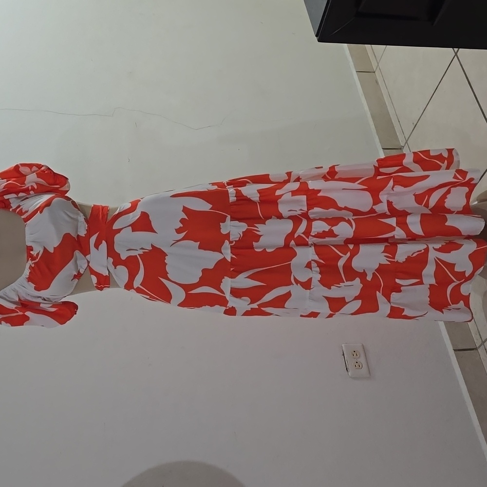 White & Orange Floral Maxi Skirt - Women's Summer Skirt